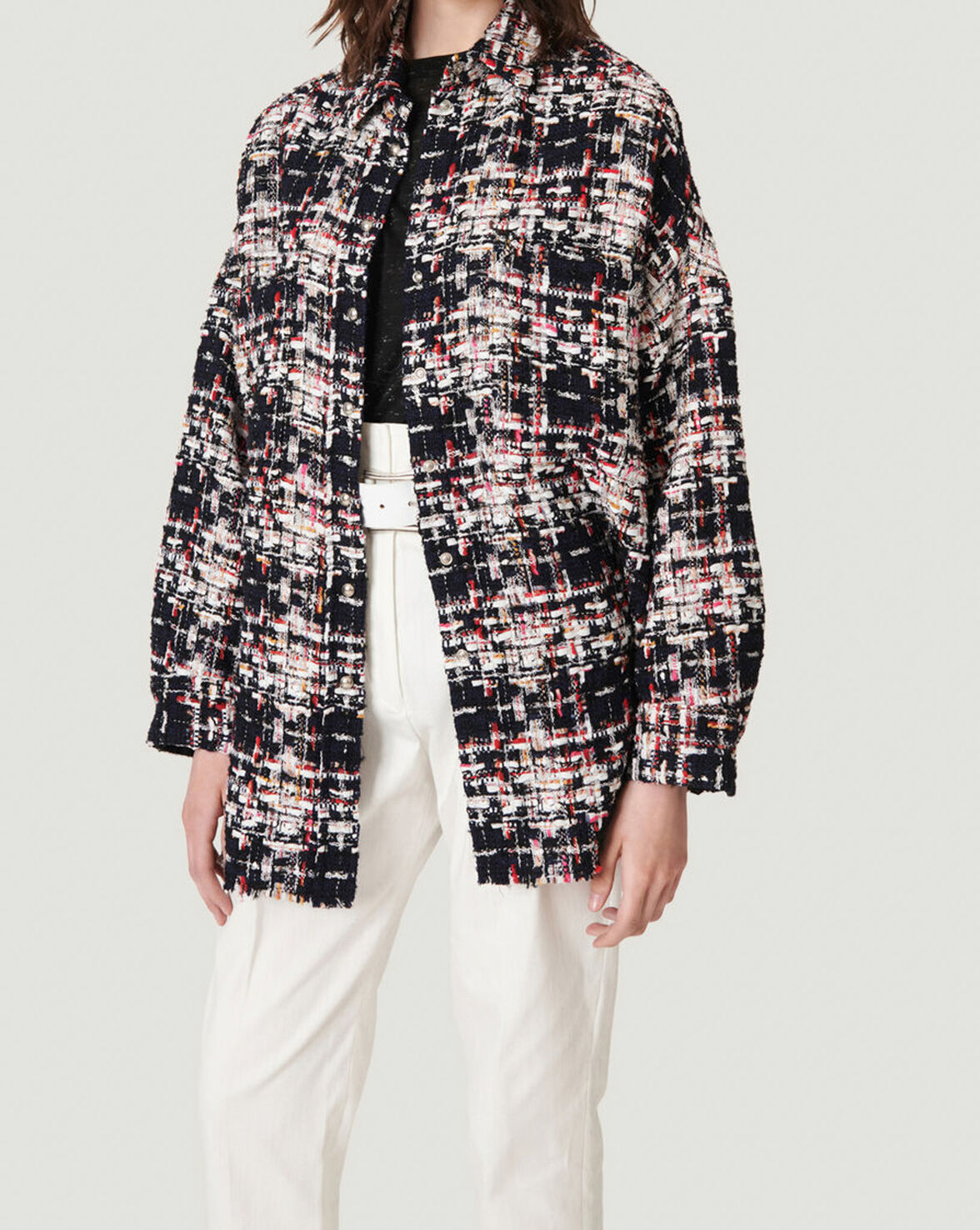 FERRY MULTICOLOR TWEED KNIT OVERSHIRT image number null